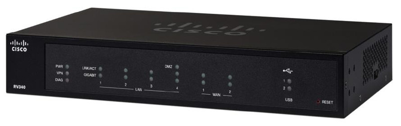 Cisco RV340 Подключение Ethernet Черный проводной маршрутизатор