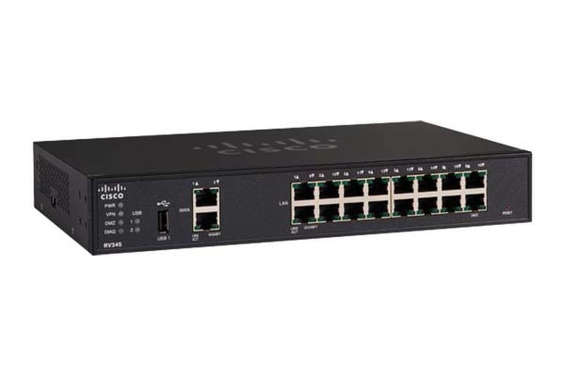 Cisco RV345 Eingebauter Ethernet-Anschluss Schwarz Kabelrouter