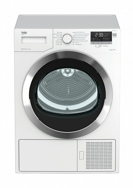 Beko DE8433RXC0 Отдельностоящий Фронтальная загрузка 8кг A++ Черный, Хром, Белый сушилка для белья