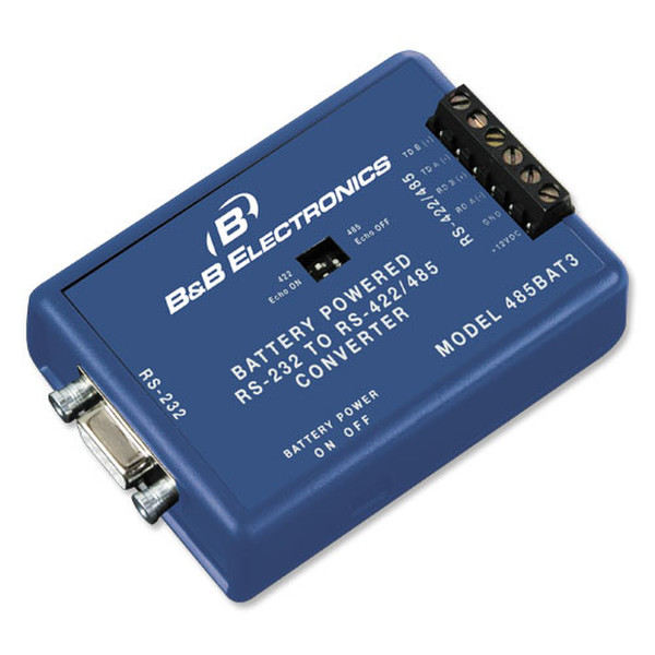 B&B Electronics 485BAT3 RS-232 RS-485 Blue serial converter/repeater/isolator