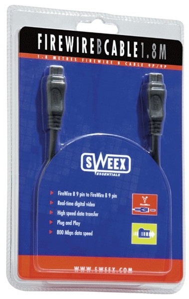 Sweex FireWire 800 Cable - 1.8m 1.8м Черный FireWire кабель