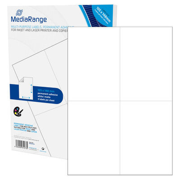 MediaRange MRINK143 Permanent White 200pc(s) self-adhesive label