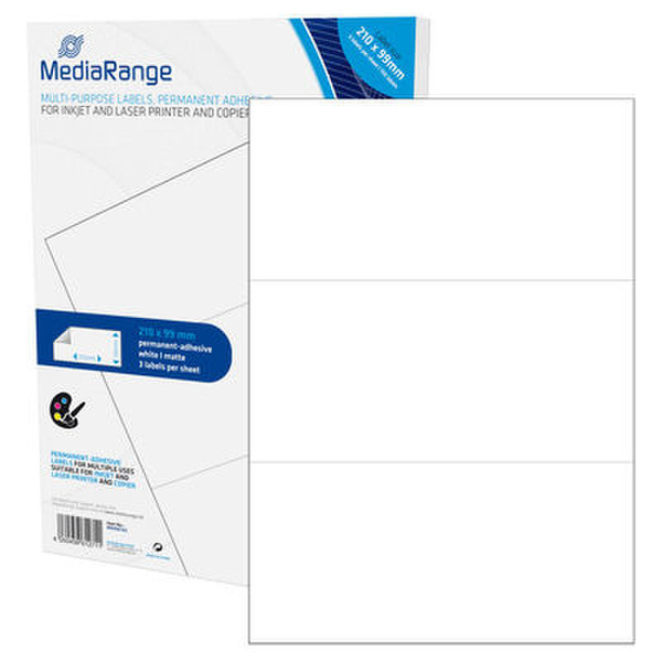 MediaRange MRINK142 Permanent White 150pc(s) self-adhesive label