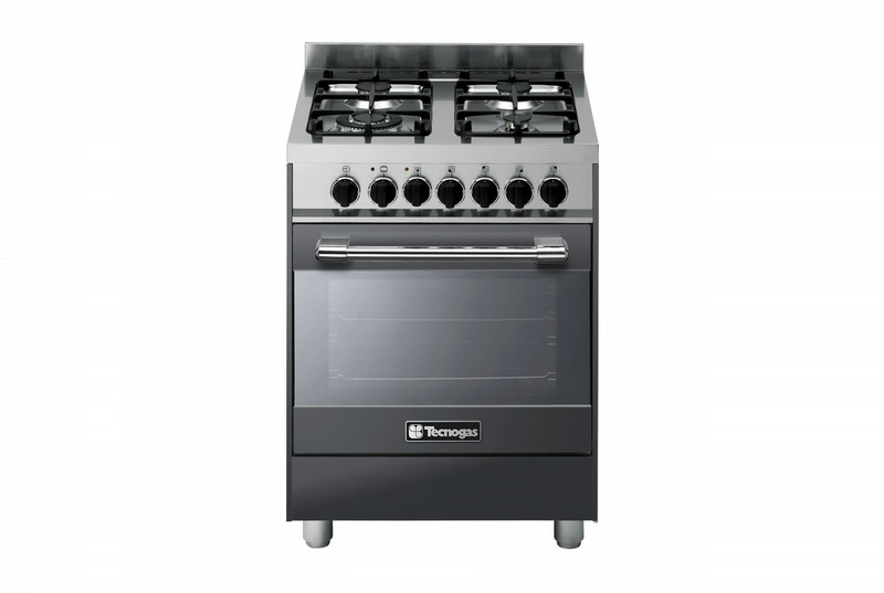 Tecnogas PT667BS Freestanding cooker Gas hob A Schwarz, Edelstahl Küchenherd