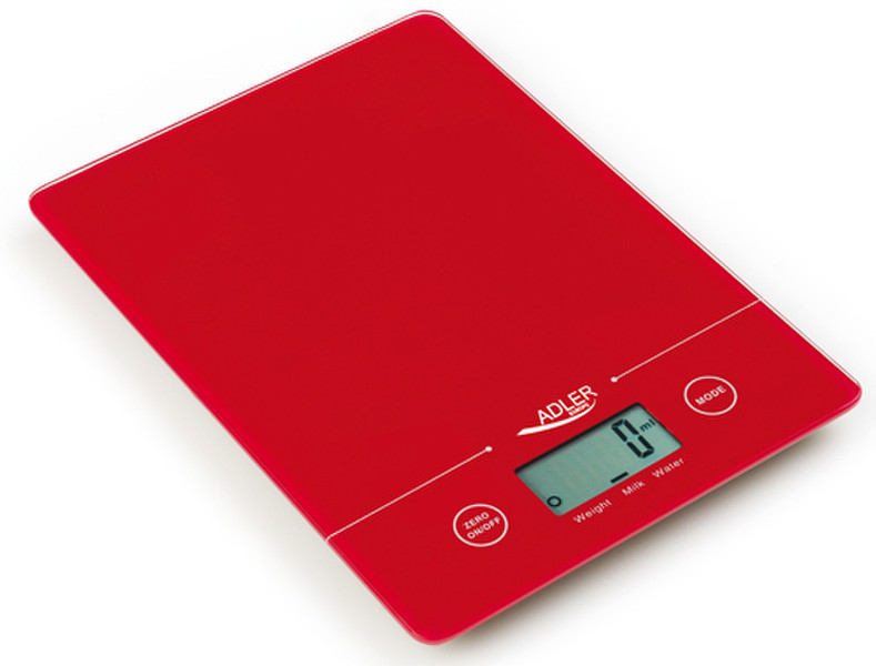 Adler AD 3138 Tabletop Rectangle Electronic kitchen scale Red