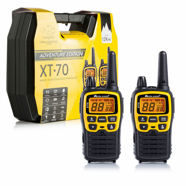 Midland XT70 Adventure 93channels 433.075 - 446.09375MHz Black,Yellow two-way radio