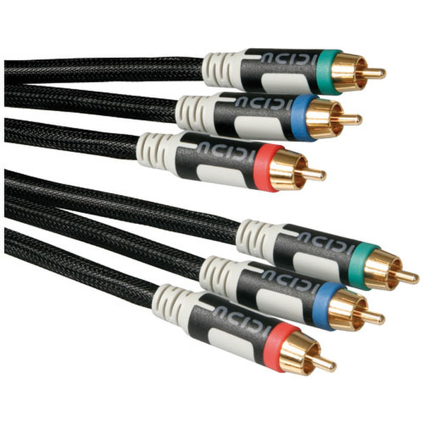 ICIDU V-707472 3m 3 x RCA 3 x RCA Black component (YPbPr) video cable