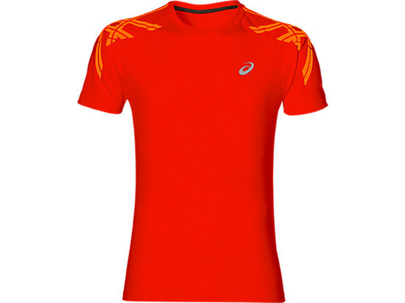 ASICS Stripe SS T-shirt XL Kurzärmel Rundhals Polyester Rot