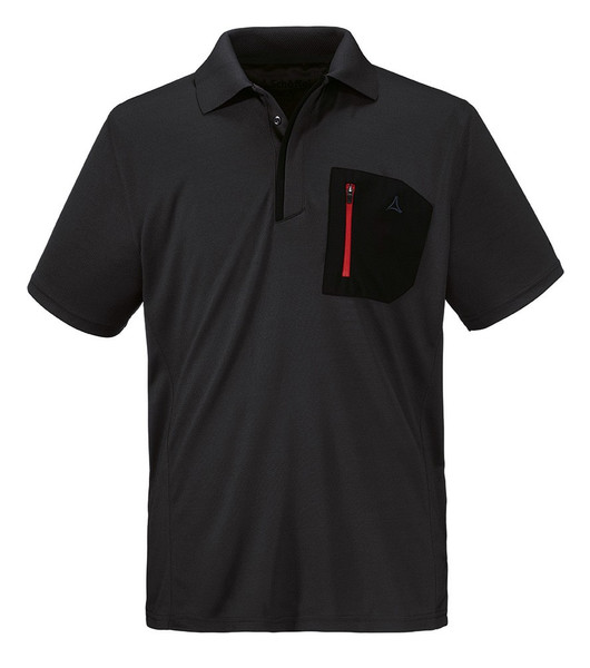 Schöffel Arizona T-shirt S Short sleeve Shirt collar Polyester Black