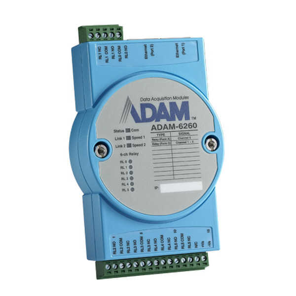 IMC Networks ADAM-6260-AE 6Kanäle Relais Eingang/Ausgang: Blau, Weiß Digital & Analog I/O Modul