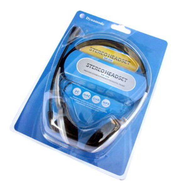 Dynamode Over-head Stereo Headset with Microphone Binaural Verkabelt Schwarz, Silber Mobiles Headset