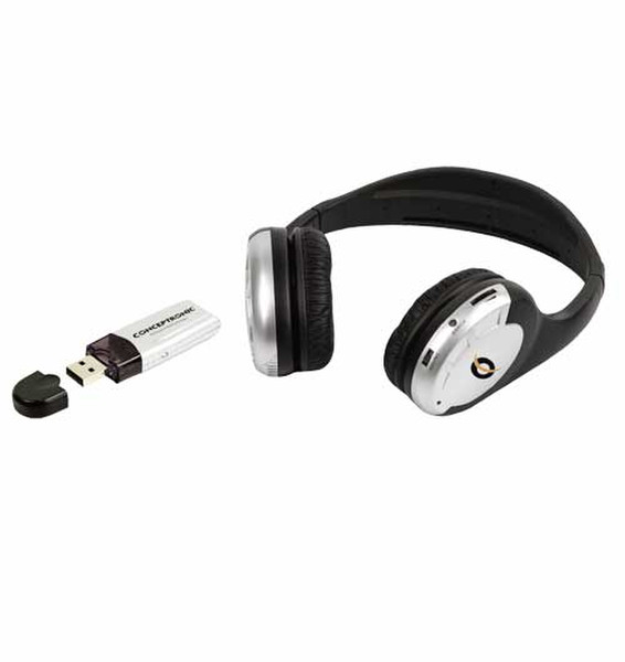 Conceptronic Wireless Computer Headphone Black,Silver headphone