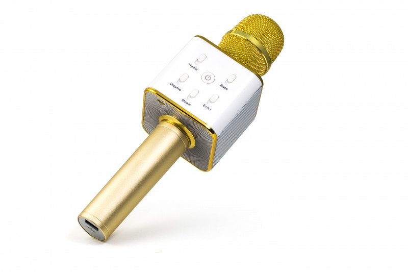 Technaxx BT-X31 Karaoke microphone Беспроводной Золотой, Белый