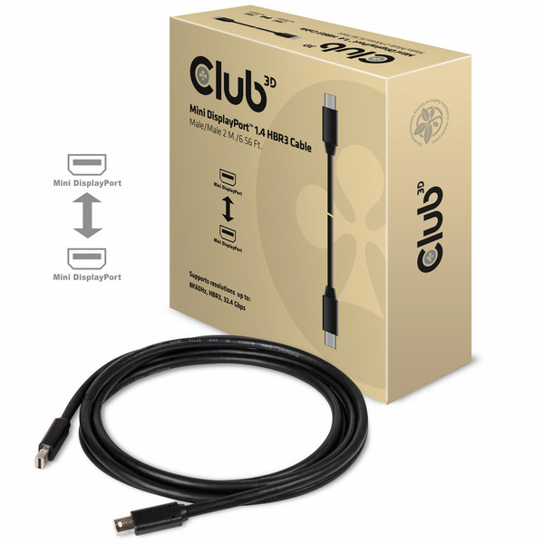 CLUB3D Mini DisplayPort 1.4 Kabel HBR3 8K60Hz Stecker / Stecker 2 meter