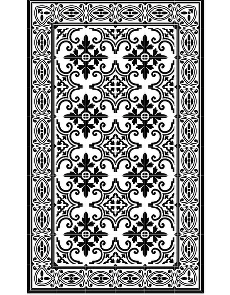 Beija Flor Jaffa Indoor Carpet Rectangle Vinyl Black,White