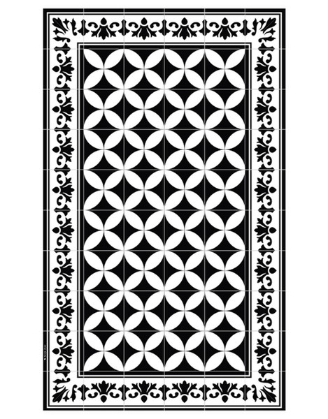 Beija Flor Sofi Indoor Carpet Rectangle Vinyl Black,White