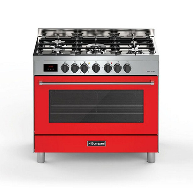 Bompani BO689DA/N Freestanding cooker Gas hob Red,Stainless steel cooker