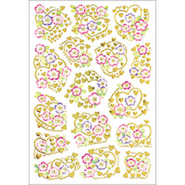 HERMA Decorative labels DECOR flower-hearts gold embossed 2 sh. самоклеящийся ярлык