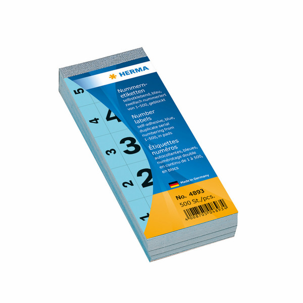 HERMA Number blocks self-adhesive blue 28x56 mm 1-500 self-adhesive label