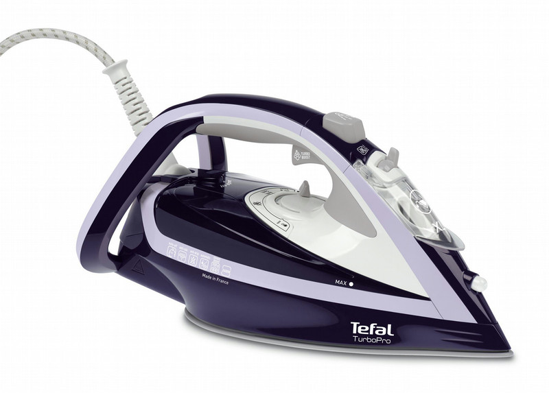 Tefal TurboPro FV5615 Dry & Steam iron Durilium soleplate 2600W Purple,White iron