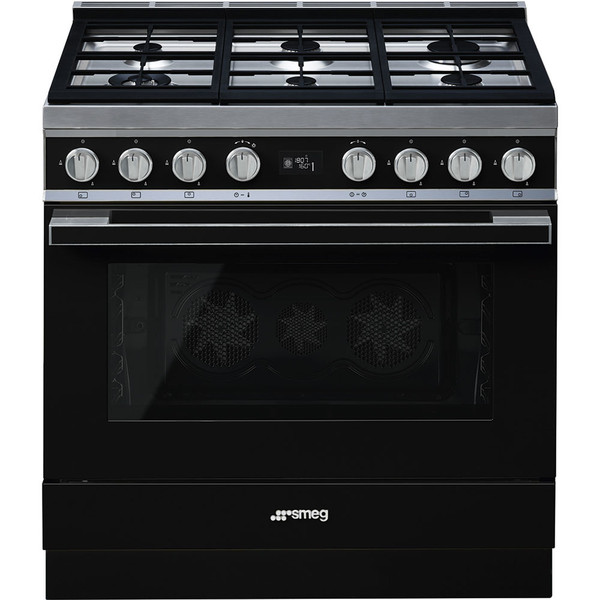 Smeg CPF9GMBL Freestanding cooker Gaskochfeld A+ Schwarz Küchenherd