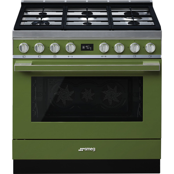 Smeg CPF9GMOG Freestanding cooker Gaskochfeld A+ Olive Küchenherd