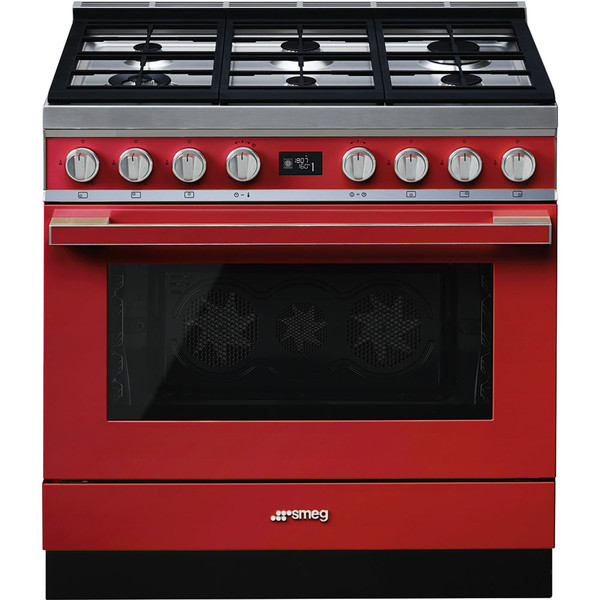 Smeg CPF9GMR Freestanding cooker Gas hob A+ Red cooker