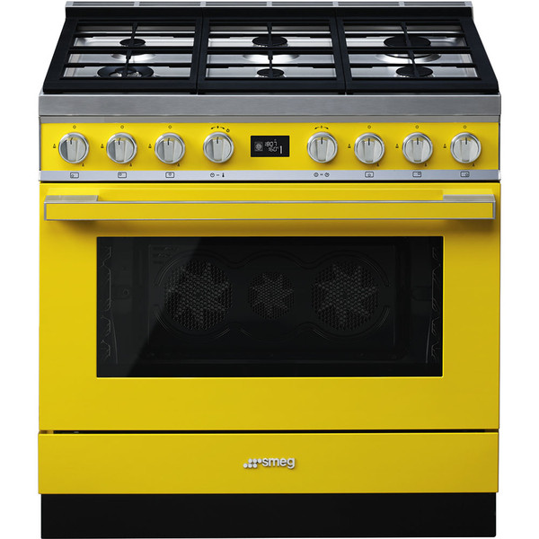 Smeg CPF9GMYW Freestanding cooker Gaskochfeld A+ Gelb Küchenherd