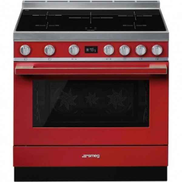 Smeg CPF9IPR Freestanding cooker Induction hob A+ Red cooker