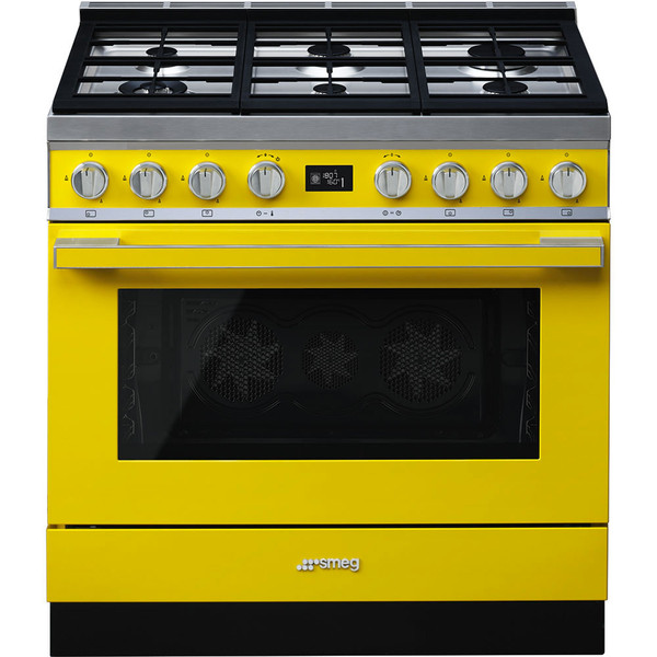 Smeg CPF9GPYW Freestanding cooker Gaskochfeld A+ Gelb Küchenherd