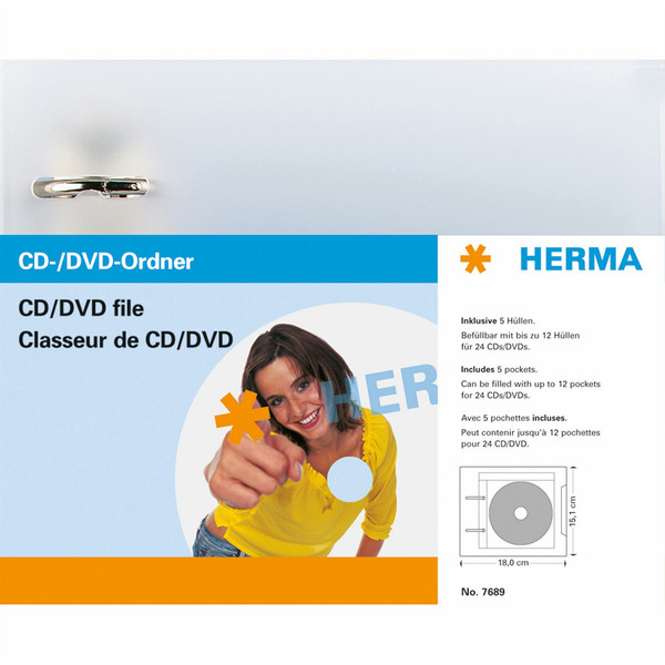 HERMA CD/DVD file, 180x151 mm incl. 5 pockets