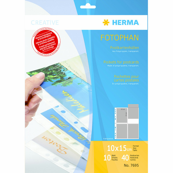 HERMA Postkartenhüllen, transparent, Folie 10 St.