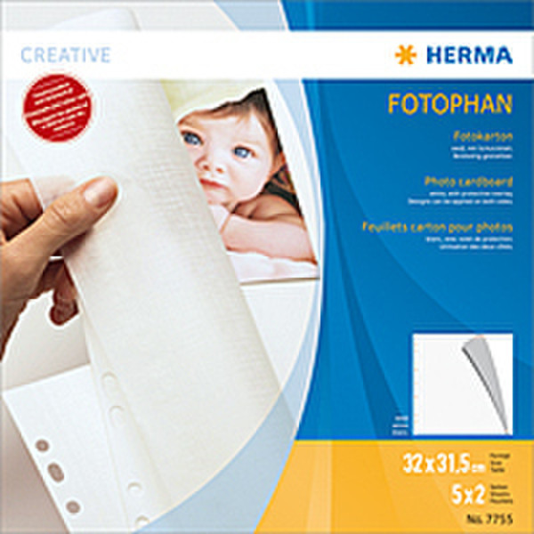HERMA Photo cardboard, 320x315 mm, white, 5 sheets sheet protector