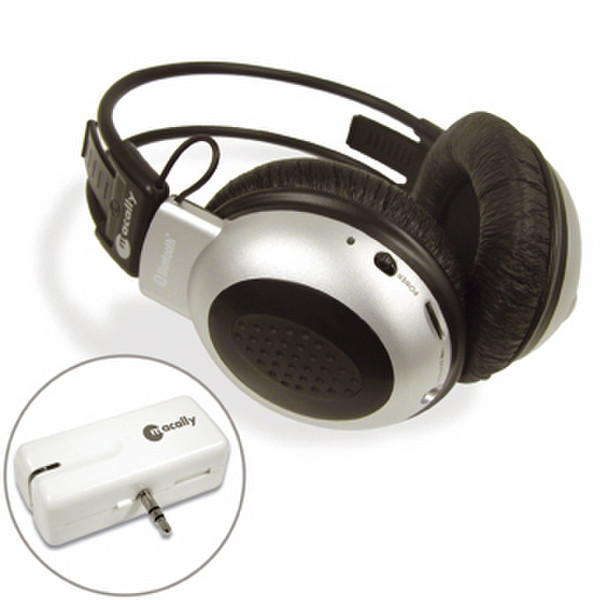Macally Bluetooth headset and dongle for iPod Schwarz, Silber ohrumschließend Kopfhörer