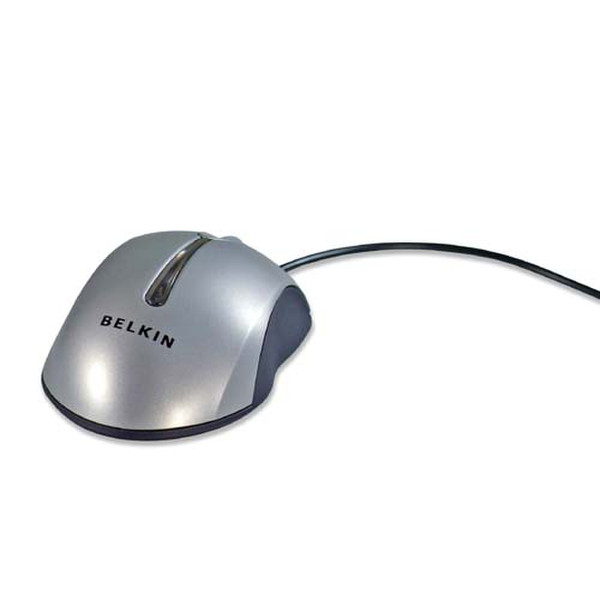 Belkin Optical Ergo Mouse USB Оптический 800dpi Cеребряный компьютерная мышь