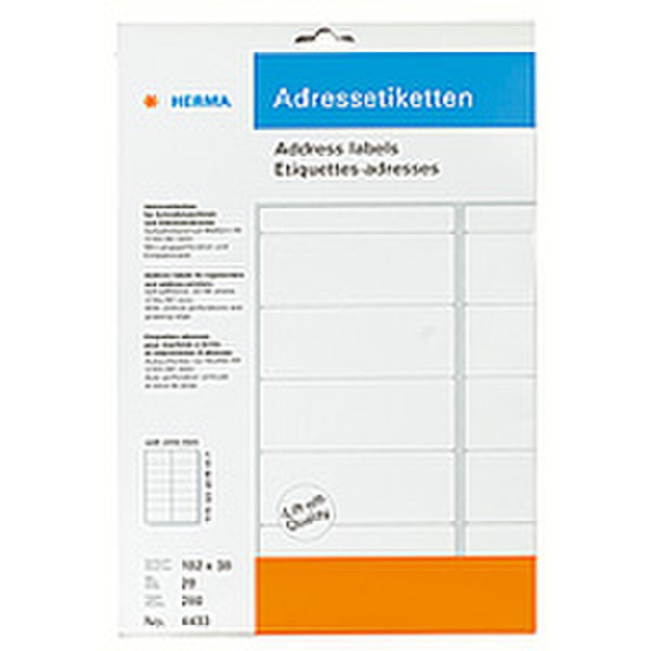 HERMA Address labels on A4 sheets 102x38 280 pcs. rounded corners 280pc(s) self-adhesive label