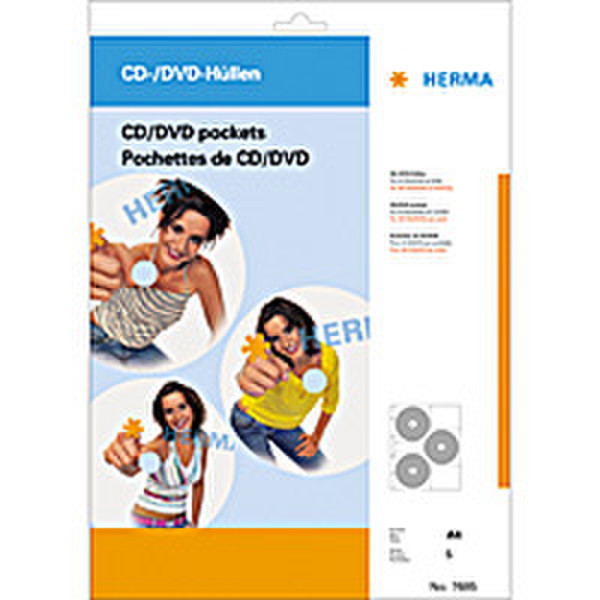 HERMA CD/DVD pockets 306,5x233 mm 5 pockets 5discs transparent