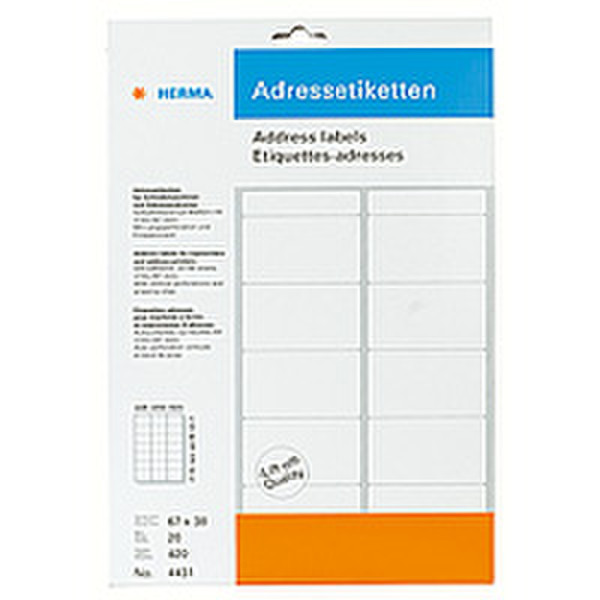 HERMA Address labels on A4 sheets 67x38 420 pcs. rounded corners 420pc(s) self-adhesive label