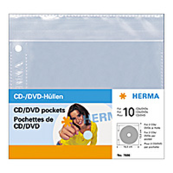 HERMA CD/DVD pockets 145x135 mm 5 pockets 5discs transparent