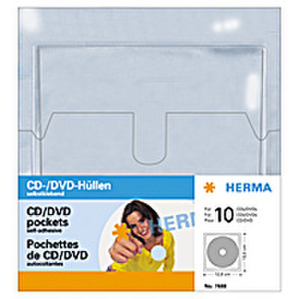 HERMA CD/DVD pockets 129x130 mm 10 pockets 10discs transparent
