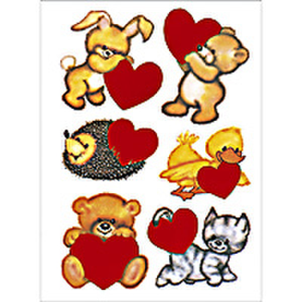 HERMA Decorative stickers DECOR Animals with heart, red embossed 6pc(s) self-adhesive label