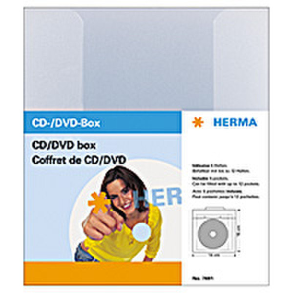 HERMA CD/DVD box 130x150 mm incl. 5 pockets 30discs transparent
