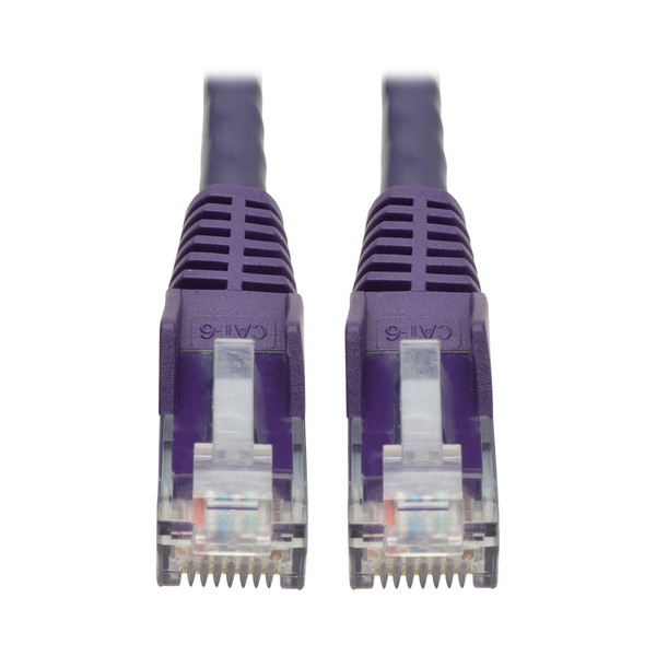 Tripp Lite Cat6 Gigabit Snagless Molded UTP Patch Cable (RJ45 M/M), Purple, 15 ft.