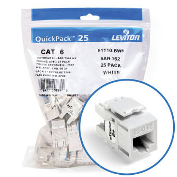 Leviton 61110-BW6 eXtreme 6+ QuickPort White wire connector