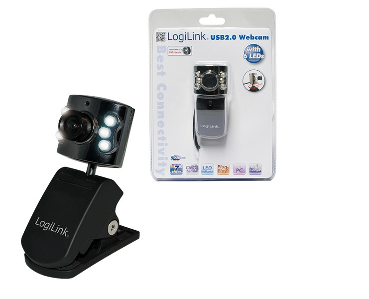 LogiLink Webcam USB + LED 640 x 480Pixel USB Schwarz Webcam