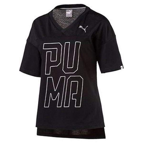 PUMA 590746_01 T-shirt M Kurzärmel V-Ausschnitt Baumwolle Schwarz