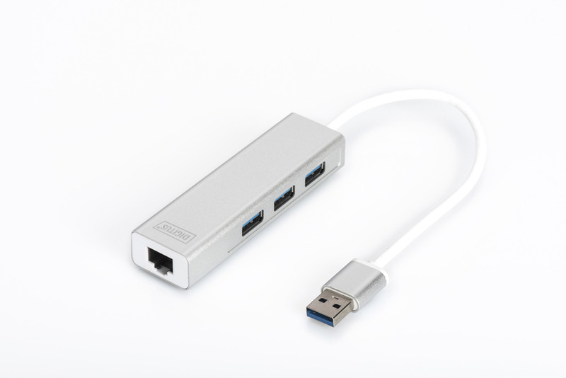 ASSMANN Electronic DA-70250-1 USB 3.0 (3.1 Gen 1) Type-A 1000Mbit/s Silber, Weiß Schnittstellenhub