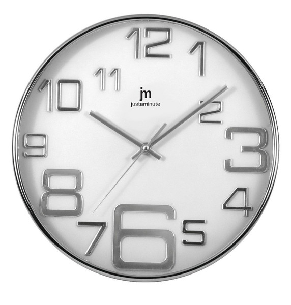 Lowell Justaminute 00820 Quartz wall clock Circle Chrome,White