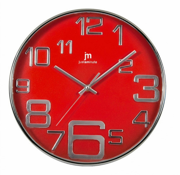 Lowell Justaminute 00820 Quartz wall clock Kreis Chrom, Rot