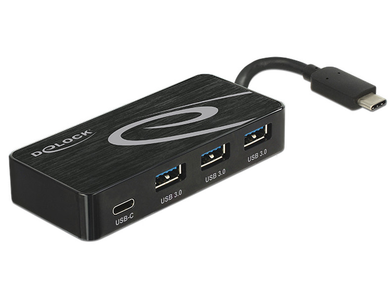 DeLOCK 62537 USB 3.0 (3.1 Gen 1) Type-C 5000Мбит/с Черный хаб-разветвитель